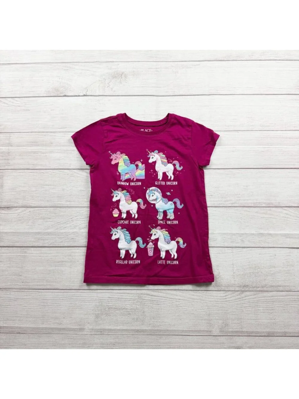 Children's Place Girls Unicorn Graphic Print T-Shirt M 7-8